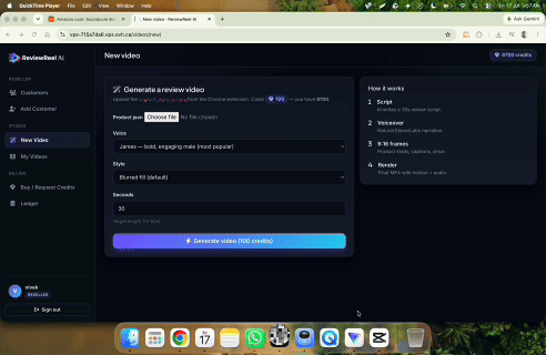 Generate the finished review video