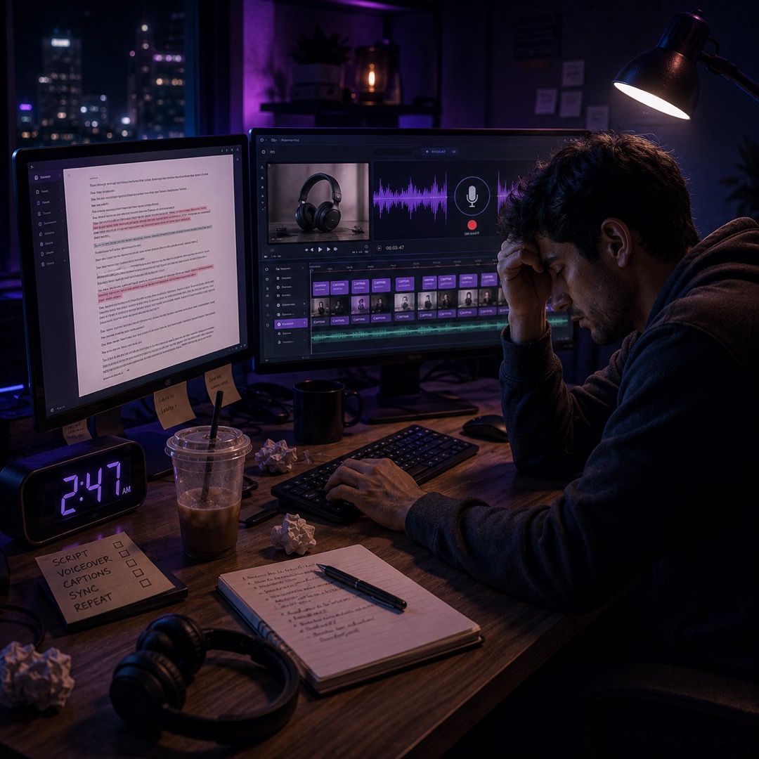Manually writing scripts and syncing captions